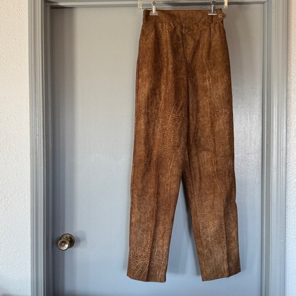 Vintage Marie St Monet Women Pants sz 8 High Rise Side Button Mobwife Snakeskin